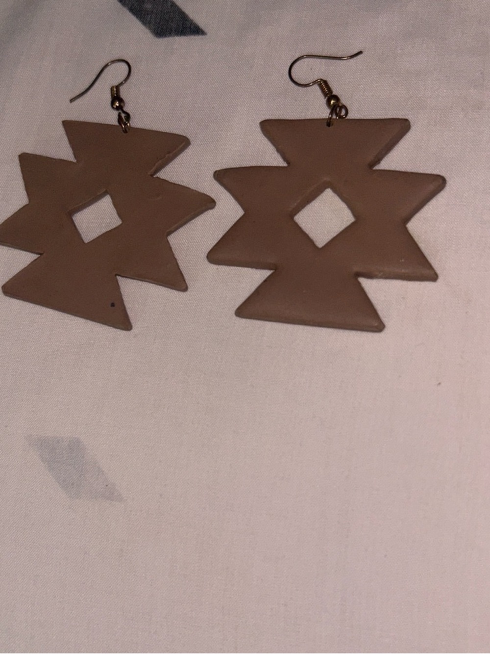 Taupe Geometric Star Drop Earrings - Lightweight Statement
